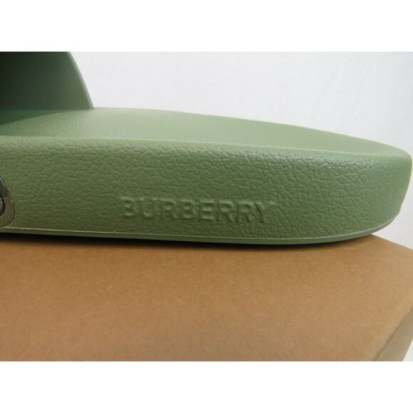 NIB BURBERRY FURLEY GREEN RUBBER CHECK LETTERING LOGO SANDAL SLIDES EUR 41 US 8 - Picture 6 of 9